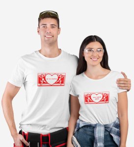 Mr No Reaction/ Mrs Kalesh Queen Printed Couple (White) T-shirts