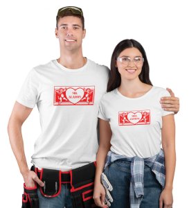 Mr Aladdin/Mrs Jasmine Printed Couple (White) T-shirts
