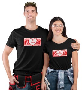 Mr Lover/Mrs Padhaku Printed Couple (Black) T-shirts