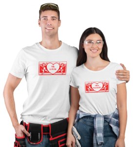 Mr Lover/Mrs Padhaku Printed Couple (White) T-shirts