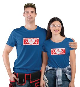 Mr Goofy/Mrs Well-Dressed Printed Couple (blue) T-shirts