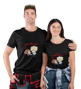 Stubborn Girlfriend Cute Printed (Black) T-Shirts For Couples