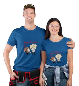 Stubborn Girlfriend Cute Printed (blue) T-shirts For Couples