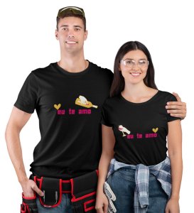 Eu Te Amo Couple Printed (Black) T-shirts