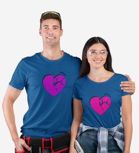 HeartBreaks Printed (blue) T-shirts For Couple