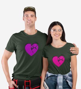 HeartBreaks Printed (green) T-shirts For Couple