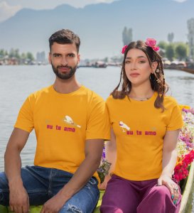 Eu Te Amo Couple Printed (Yellow) T-shirts