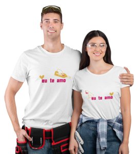 Eu Te Amo Couple Printed (White) T-shirts