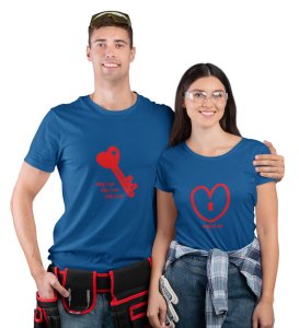 Only You Can Unlock Me Printed Couple (blue) T-shirts