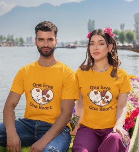 One Love One Heart Printed Couple (Yellow) T-shirts