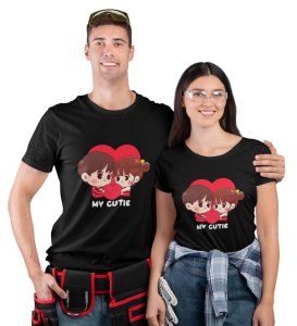 My Cute Lover Printed Couple (Black) T-shirts