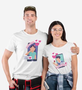We Are A Perfect Match Couple Print (White) T-shirts