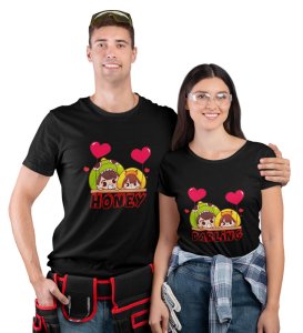 His Darling/Hers Honey Printed Couple (Black) T-shirts