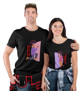 Will You Marry Me? Printed (Black) T-shirts For Couples