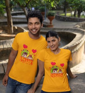 My Crush Is My Love Cutest Printed (Yellow) T-shirts For Couples
