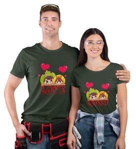 My Crush Is My Love Cutest Printed (green) T-shirts For Couples