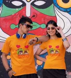 His Darling/Hers Honey Printed Couple (Yellow) T-shirts
