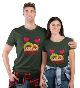 His Darling/Hers Honey Printed Couple (green) T-shirts