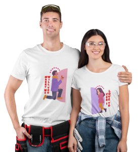 Will You Marry Me? Printed (White) T-shirts For Couples
