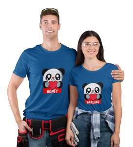 Lover Panda Couple Printed (blue) T-shirts
