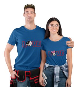 Lover's Point Printed (blue) T-shirts For Couple