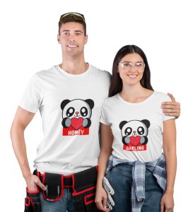 Lover Panda Couple Printed (White) T-shirts