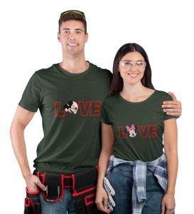Lover's Point Printed (green) T-shirts For Couple