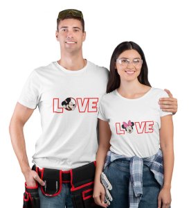 Lover's Point Printed (White) T-shirts For Couple