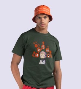 Nine Faced Itadori Cotton Green Printed Tshirt For Mens and Boys