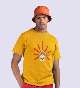 Nine Faced Anime Cotton Yellow Tshirt For Mens and Boys