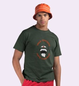 Itadori Two Faces, Printed Cotton Green Tshirt For Mens and Boys