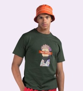 Monster Itadori, Printed Cotton Green Tshirt For Mens and Boys