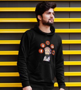 Anime Printed Cotton Black Hoodies For Mens and Boys