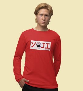 Sarcastic Itadori Cotton Red Printed Full Sleeves Tshirt For Mens and Boys