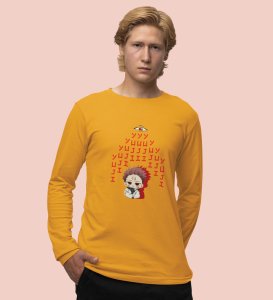 Spiritual Itadori Cotton Yellow Printed Full Sleeves Tshirt For Mens and Boys