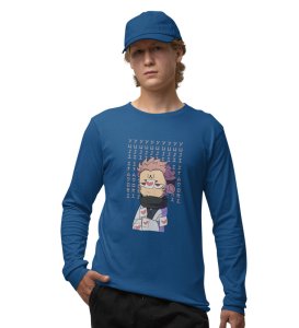 Pissed Itadori Cotton Blue Full Sleeves Tshirt For Mens and Boys