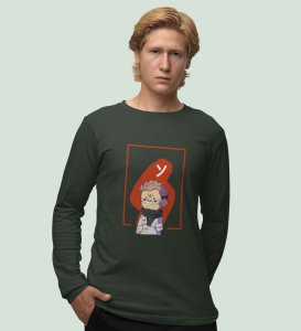 Anime Printed Cotton Green Full Sleeves Tshirt For Mens and Boys