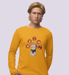 Anime Printed Cotton Yellow Full Sleeves Tshirt For Mens and Boys
