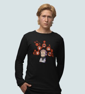 Five Faces Of Itadori Cotton Black Printed Full Sleeves Tshirt For Mens and Boys