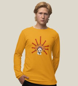 Five Faces Of Itadori Cotton Yellow Printed Full Sleeves Tshirt For Mens and Boys