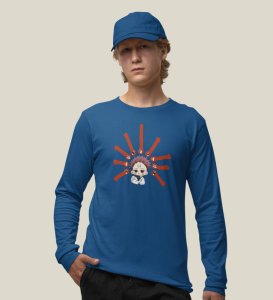 Nine Faced Anime Cotton Blue Full Sleeves Tshirt For Mens and Boys