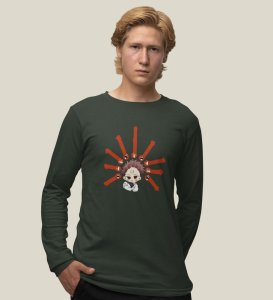 Nine Faced Anime Cotton Green Full Sleeves Tshirt For Mens and Boys