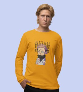Monster Itadori, Printed Cotton Yellow Full Sleeves Tshirt For Mens and Boys