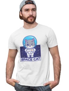 Space Cat - White printed cotton t-shirt - Comfortable and Stylish Tshirt