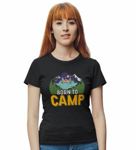 HopOfferThe Purpose Black Round Neck Cotton Half Sleeved Women's T-Shirt with Printed Graphics