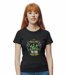 HopOfferThe Wild Side Black Round Neck Cotton Half Sleeved Women's T-Shirt with Printed Graphics