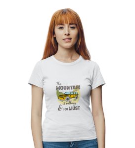 I Must Go White Round Neck Cotton Half Sleeved Women's T-Shirt with Printed Graphics