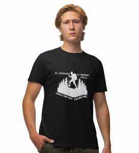 JD.TRENDS Start With The Blank Page Black Round Neck Cotton Half Sleeved Men's T-Shirt with Printed Graphics