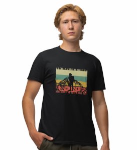 JD.TRENDS An Early Morning Black Round Neck Cotton Half Sleeved Men's T-Shirt with Printed Graphics