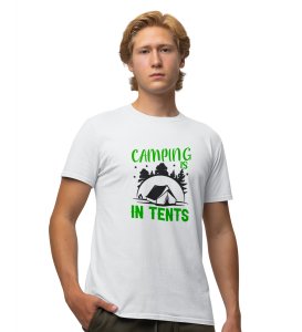 JD.TRENDS The Tents White Round Neck Cotton Half Sleeved Men's T-Shirt with Printed Graphics